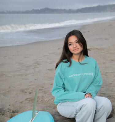 Teal Sea Glass Crewneck Sweatshirt - Wonderfully Made